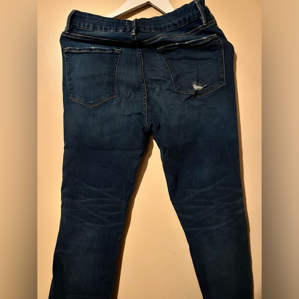Frame distressed ripped Dark Blue Flared Jeans le crop mini boot 30 - Picture 8 of 14